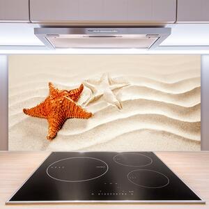 Sklenený obklad Do kuchyne Hviezdice na piesku pláž 100x50 cm
