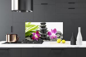Sklenený obklad Do kuchyne Kamene zen kúpele orchidea 100x50 cm