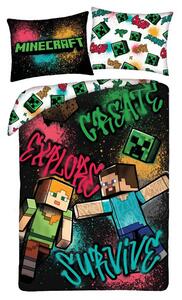 DETSKÉ OBLIEČKY Z MIKROVLÁKNA MINECRAFT 140X200 CM, 1 KS 70X90 CM VZOROVANÉ
