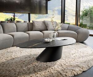 DELIFE Konferenčný stolík Edge organický 140x76 cm keramika Laminam® Noir Desir hnedá Conis kov čierna