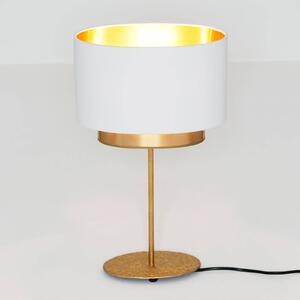 Stolná lampa Mattia, oválna, dvojitá, biela/zlatá