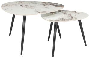 SADA KONFERENČNÝCH STOLÍKOV, čierna, biela, kov, keramika, 84/60/77/55/45,5/40 cm Xora - Stolíky do obývačky