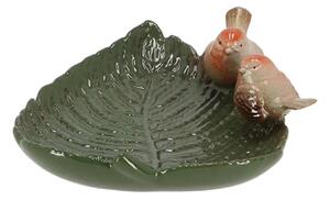 Napájadlo pre vtáky Leaf, 19x21 cm, keramika, zelená