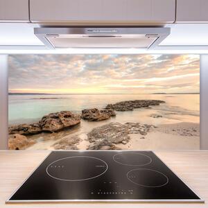 Sklenený obklad Do kuchyne More kamene krajina 100x50 cm