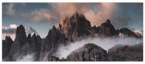 Obraz - Talianske dolomity schované v hmle (120x50 cm)