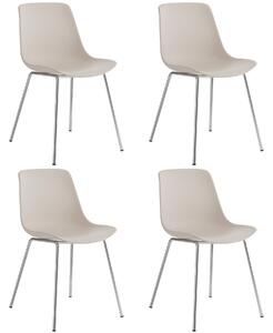 Plastové stoličky Mave, ergonomické, 120 kg - taupe/chromová, Sada 4 ks