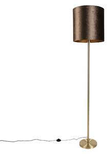 Stojacia lampa mosadz s velúrovým tienidlom hnedá 40 cm - Simplo
