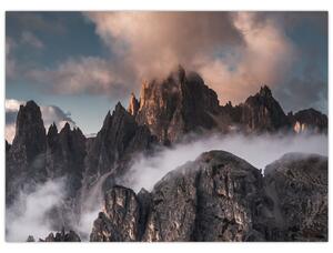 Obraz - Talianske dolomity schované v hmle (70x50 cm)