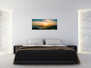 Obraz východu slnka nad morom (120x50 cm)