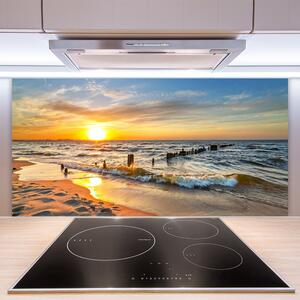 Sklenený obklad Do kuchyne More západ slnka pláž 100x50 cm