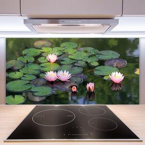 Sklenený obklad Do kuchyne Vodné lilie rybník príroda 100x50 cm