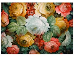 Obraz maľovanej kytice kvetov (70x50 cm)
