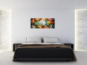 Obraz maľovanej kytice kvetov (120x50 cm)