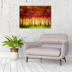 Obraz - Maľba listnatého lesa (70x50 cm)
