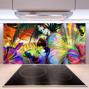Sklenený obklad Do kuchyne Abstrakcie motýle pierka 100x50 cm