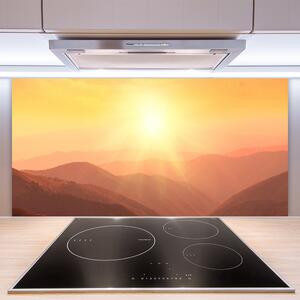 Sklenený obklad Do kuchyne Slnko hory príroda 100x50 cm