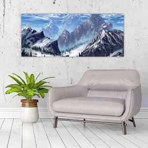 Obraz - Maľované hory (120x50 cm)