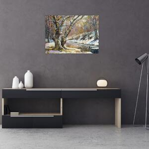 Obraz maľovanej zimnej krajiny (70x50 cm)