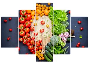 Obraz - Stôl plný zeleniny (150x105 cm)