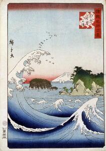 Hiroshige, Utagawa II - Obrazová reprodukcia Mount Fuji behind the restless sea, (26.7 x 40 cm)
