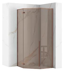 Rea Diamond, päťuholníkový sprchový kút 90 x 90 cm, 6mm šedé sklo, medená matná, REA-K6966