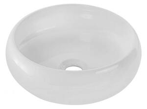 Okrúhle keramické umývadlo WIKI-SW v bielej farbe s vysokým leskom, priemer 36 cm