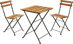Skladací bistro set Lagos, 3 ks, akáciové drevo, oceľový rám