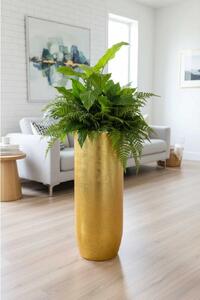 Exkluzívny kvetináč SOLERIO, sklolaminát, výška 80 cm, zlatý lesk