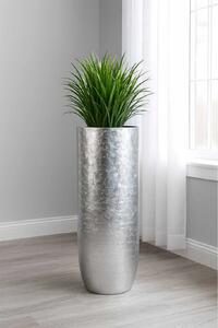 Exkluzívny kvetináč SOLERIO, sklolaminát, výška 80 cm, strieborný lesk