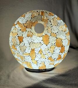 Stolná lampa biela / zlatá, DONAT, ručná práca