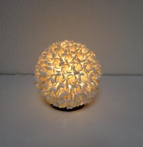 Stolná lampa biela, guľa z pravých mušlí