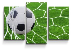 Sablio Obraz - 3-dílný Futbalová lopta v bráne - 75x50 cm