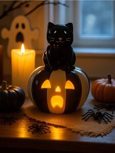 Sinsay - LED keramická stolná lampa s Halloween motivom - čierna