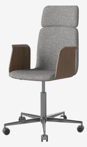 Palm kancelárska stolička s podrúčkou a kolieskami - Bielený dub