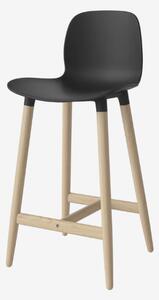 Seed barová stolička s drevenými nožičkami - čierny