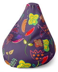 Sablio Sedací vak Pear Nakreslené kvetiny - 70 x 95 x 15 cm