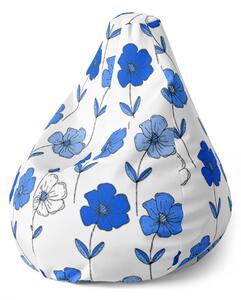 Sablio Sedací vak Pear Modré kvetiny - 70 x 95 x 15 cm