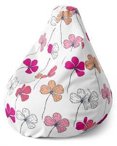 Sablio Sedací vak Pear Ružové kvietie - 70 x 95 x 15 cm