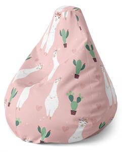 Sablio Sedací vak Pear Lama a kaktusy - 70 x 95 x 15 cm
