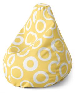 Sablio Sedací vak Pear Biele korunky na žlté - 70 x 95 x 15 cm