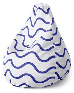 Sablio Sedací vak Pear Modré vlnky - 70 x 95 x 15 cm