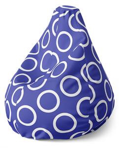 Sablio Sedací vak Pear Biele korunky na modrej - 70 x 95 x 15 cm