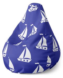 Sablio Sedací vak Pear Biele lode - 70 x 95 x 15 cm