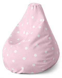 Sablio Sedací vak Pear Biele bodky na ružovej - 70 x 95 x 15 cm