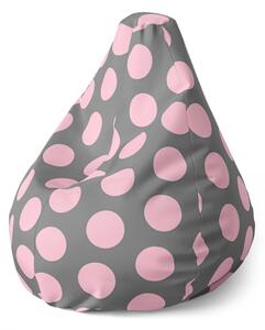Sablio Sedací vak Pear Veľké ružové bodky - 70 x 95 x 15 cm