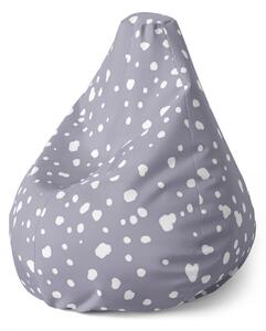 Sablio Sedací vak Pear Biele fliačiky na fialovej - 70 x 95 x 15 cm