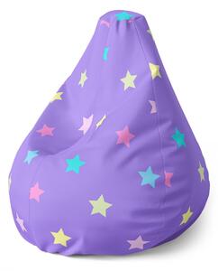 Sablio Sedací vak Pear Hviezdy na fialovej - 70 x 95 x 15 cm