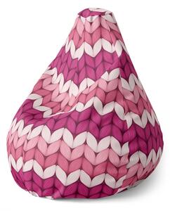 Sablio Sedací vak Pear Striedajúce ružové pletenie - 70 x 95 x 15 cm