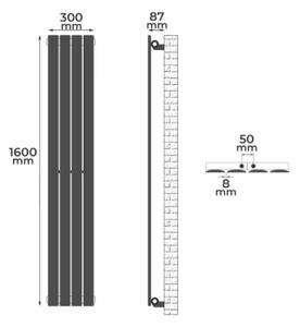 AQUAMARIN Vertikálny radiátor, 1600 x 300 x 52 mm