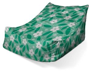 Sablio Sedací vak Lounge Biele kvety s lístkami - 80 x 95 x 50 cm